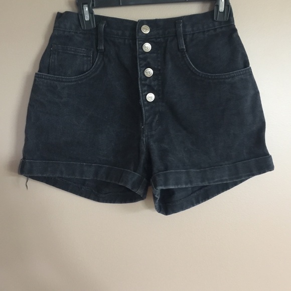 high waisted black shorts with buttons